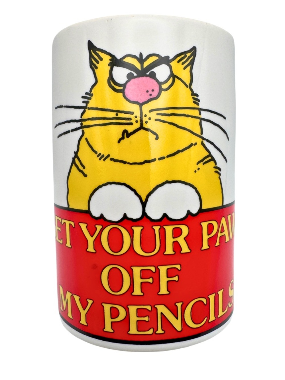 Vintage J.S.N.Y. Taiwan Cat Pencil Holder Cup Get Your Paws Off My Pencils